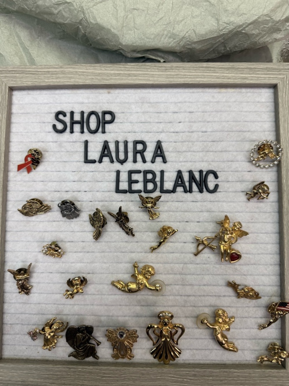 Laura Leblanc Gold Tone Angel Pin Collection Board
